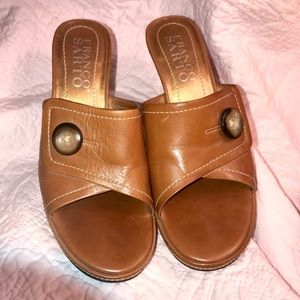 FRANCO SARTO STITCHED LEATHER MULES