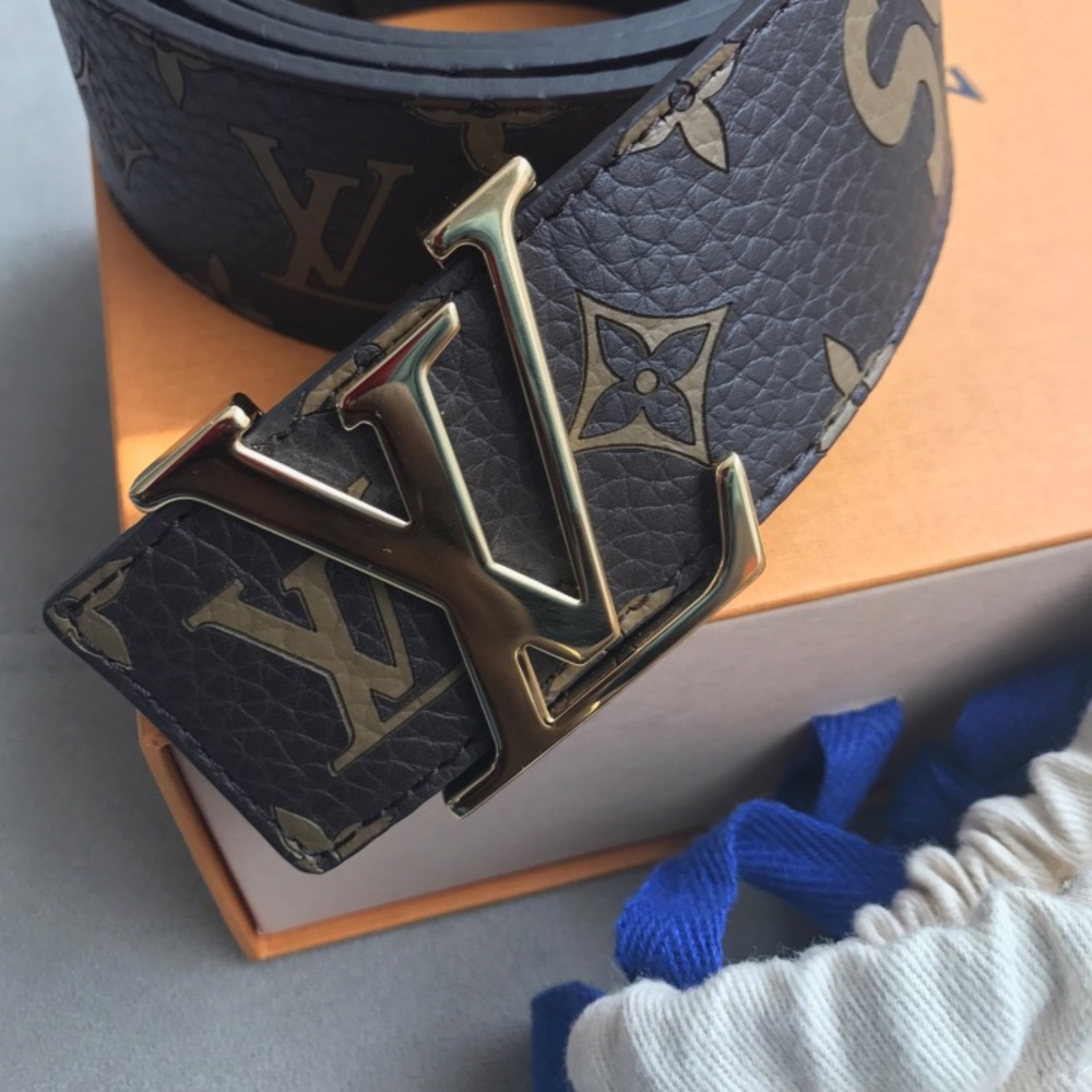 Brown supreme Louis Vuitton leather belt size 100