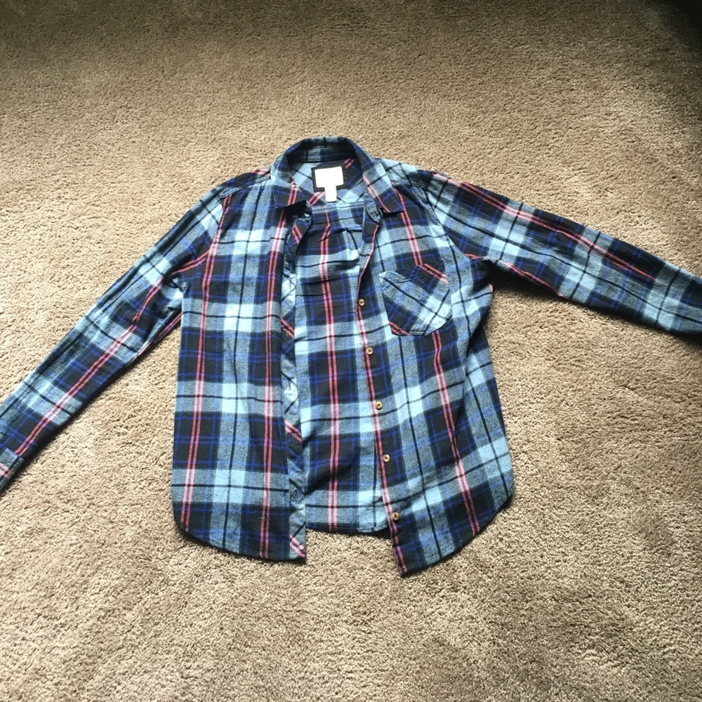 Blue and pink flannel from Forever 21