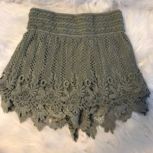 Olive Green Lace Skort