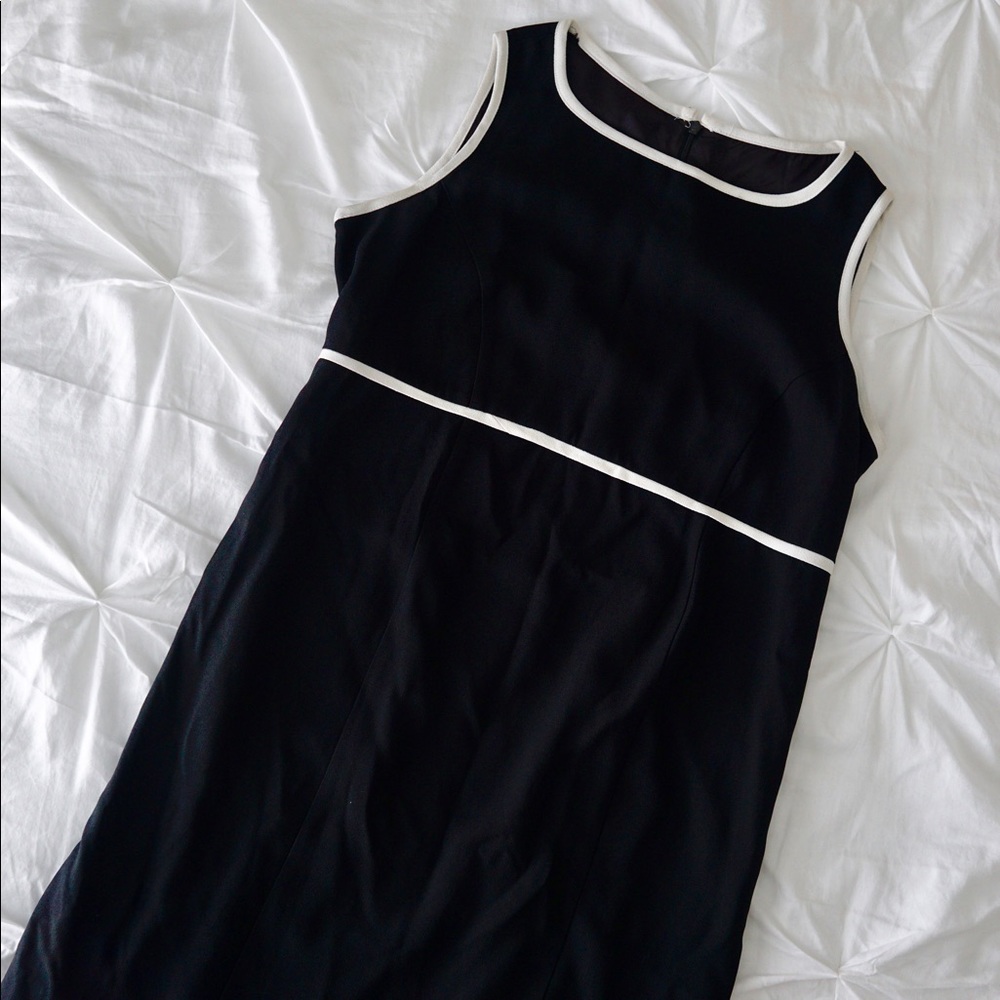Black maternity dress white piping