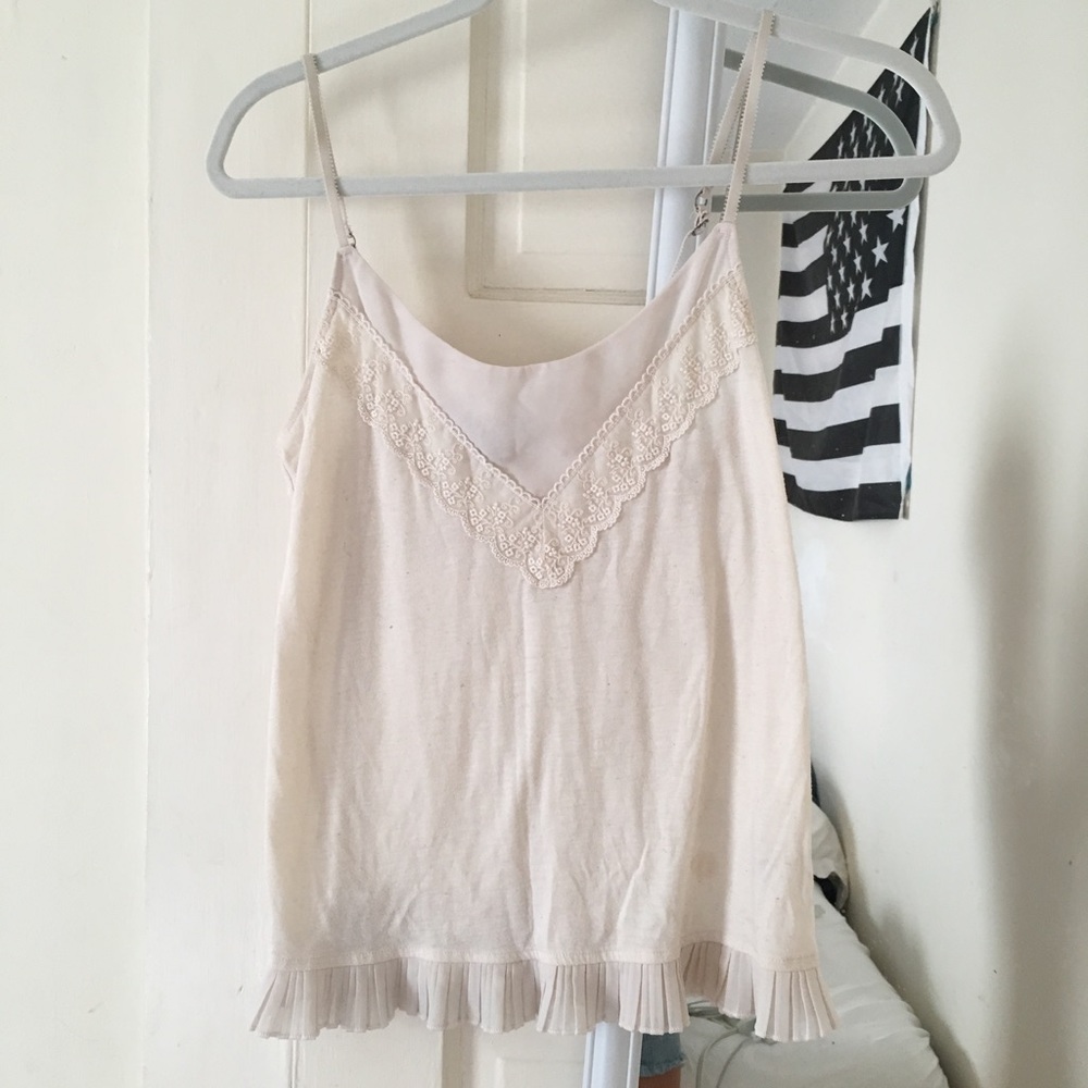 american eagle cream tank top/blouse