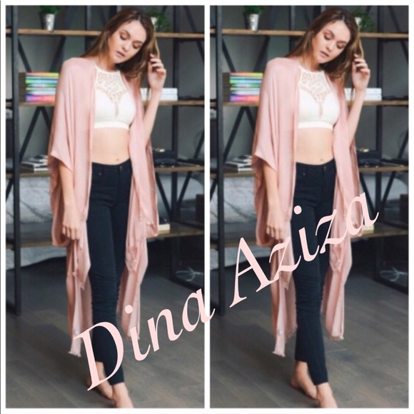 dina aziza Accessories - New COZY BOHO FRAY TRIM HIGH LOW KIMONO
