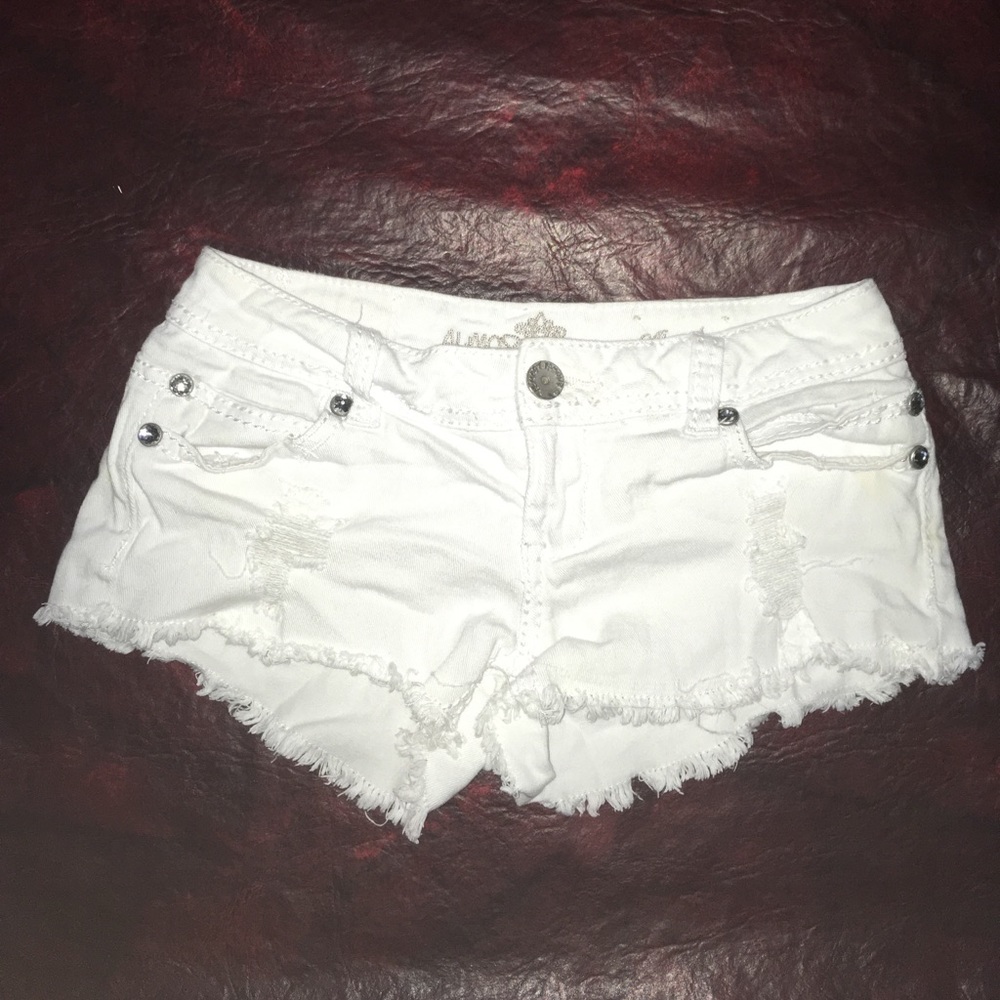 Almost Famous White Distressed Jean/Denim Shorts
