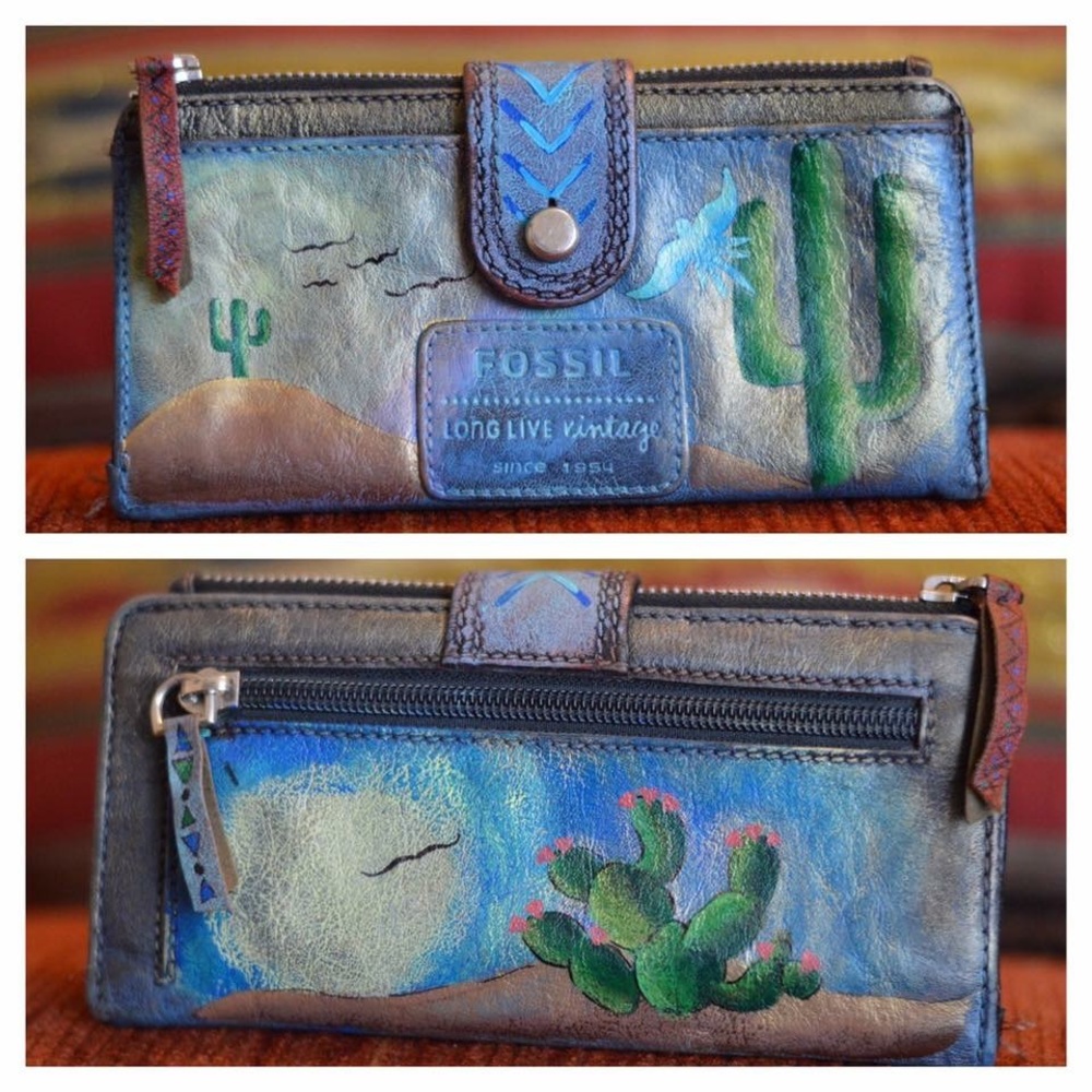 Hand Painted Fossil Wallet