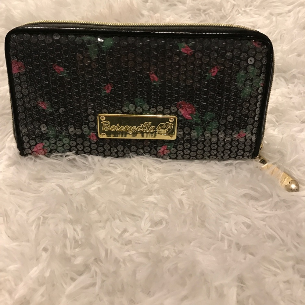 Betsey Johnson Rosebud Sequin Wallet