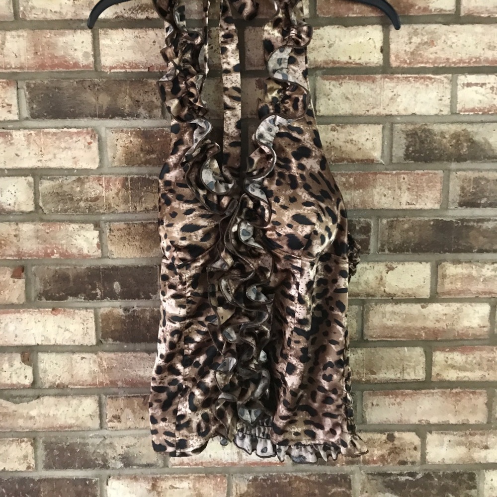 Cheetah print top frock halter top