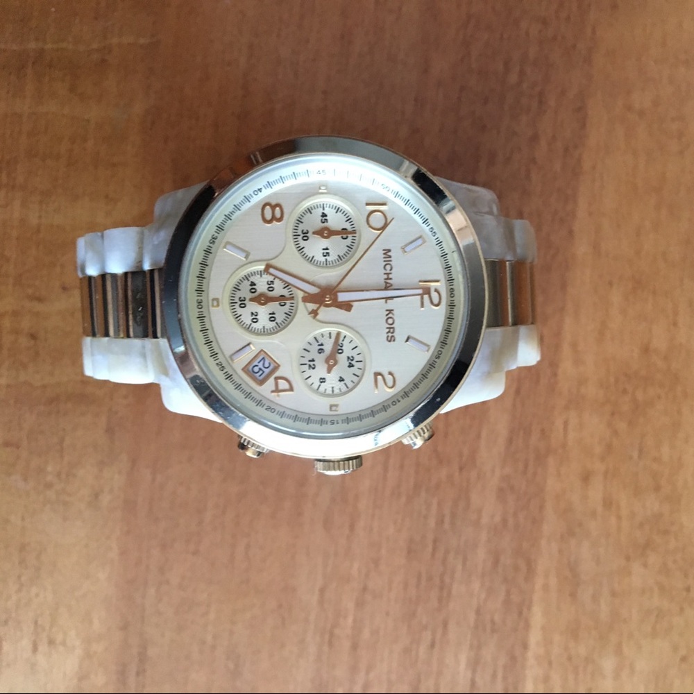 michael kors gold and bone watch
