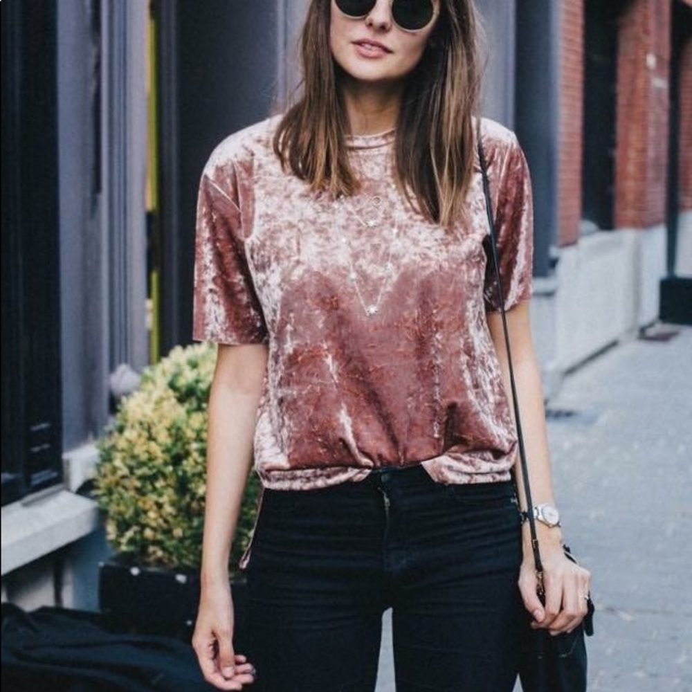 Pink Crushed Velvet Tee