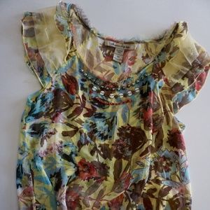 American Rag Print and Beaded Sheer Top