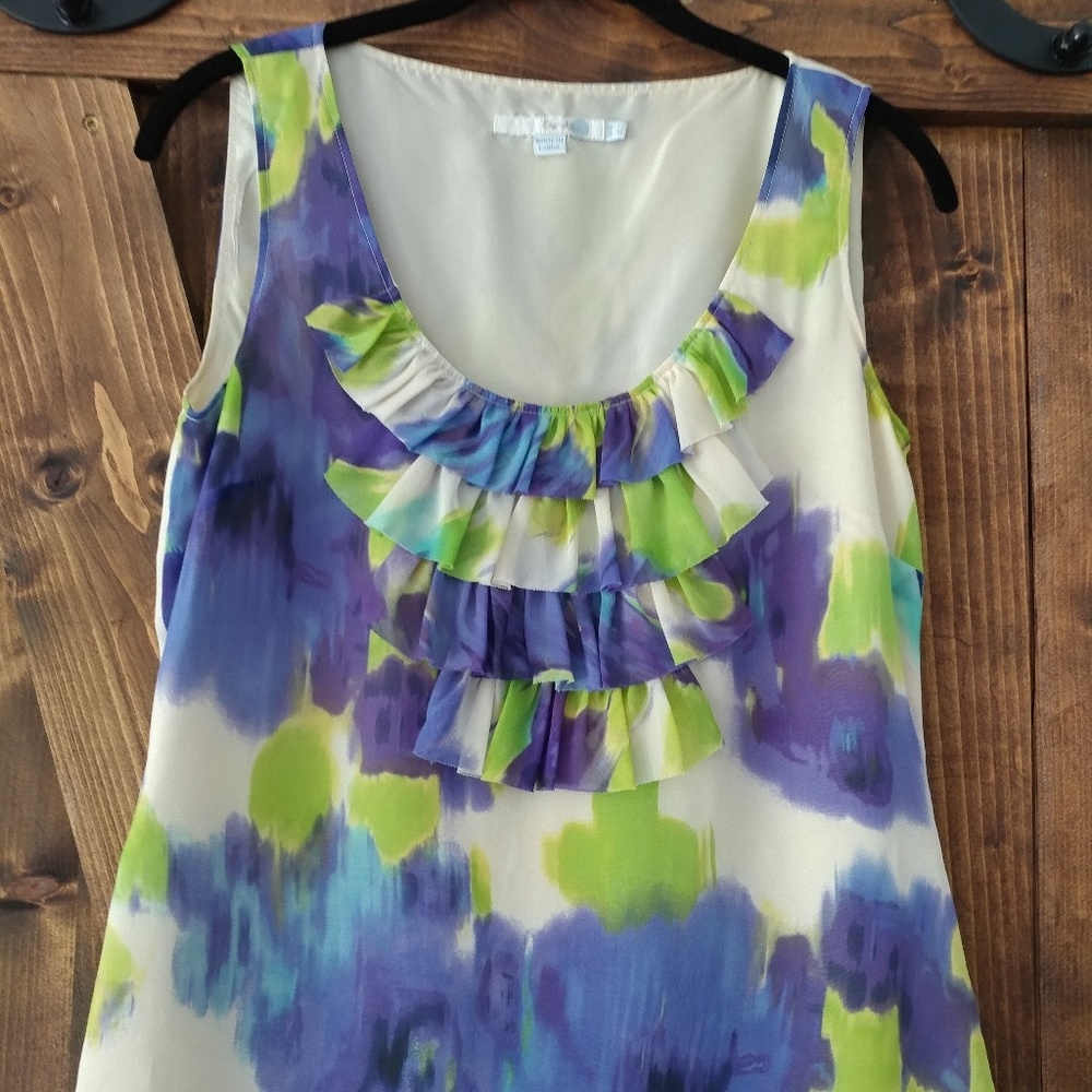 Boden Silk Sleeveless Top with Flattering Ruffles
