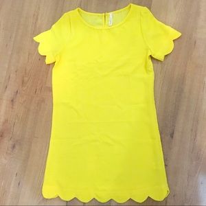 Scallop Trimmed Yellow Dress