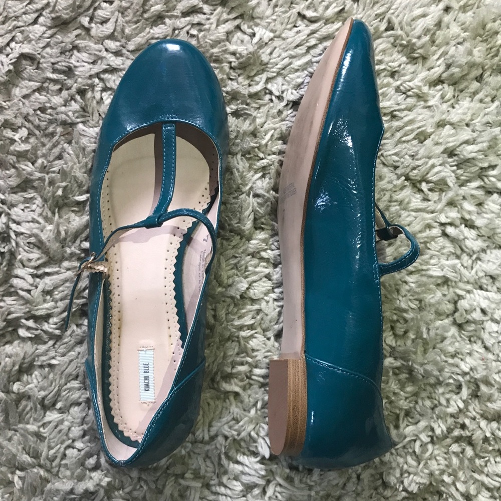 T-strap Teal Mary Jane Flats