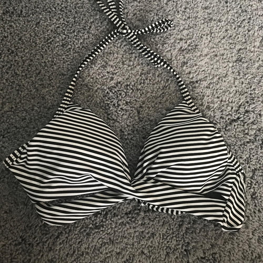 Striped target bikini top