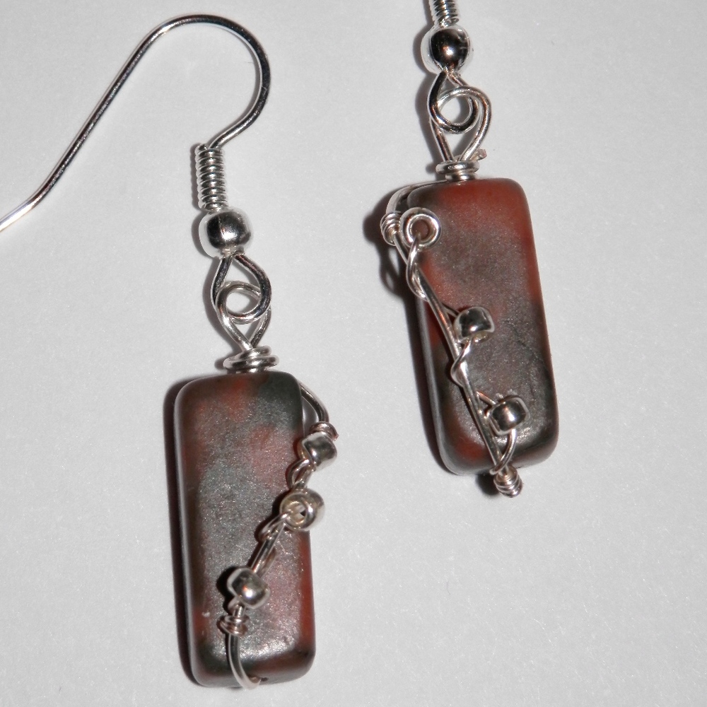 Marble and Silver Plated Earrings (NND20)