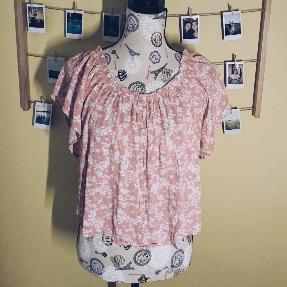 Pink floral crop top