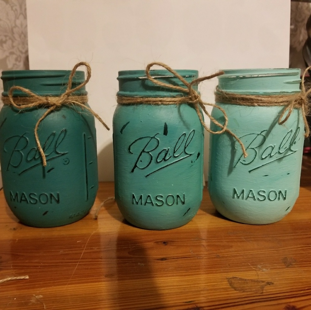 Ombre distressed mason jars set of 3