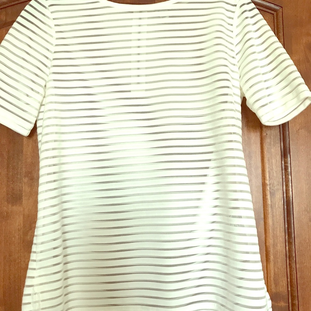 See through white striped T-shirt