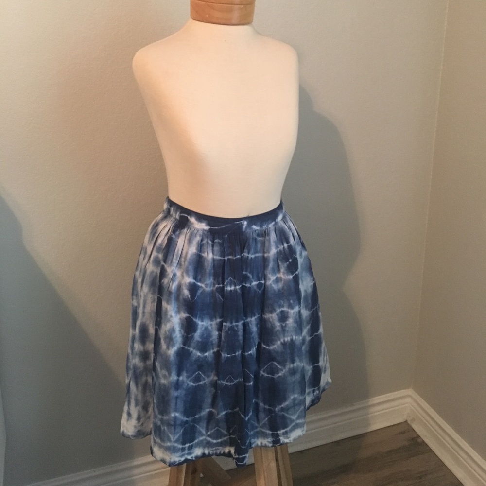 Madewell Blue and White Tie-Dyed Skirt