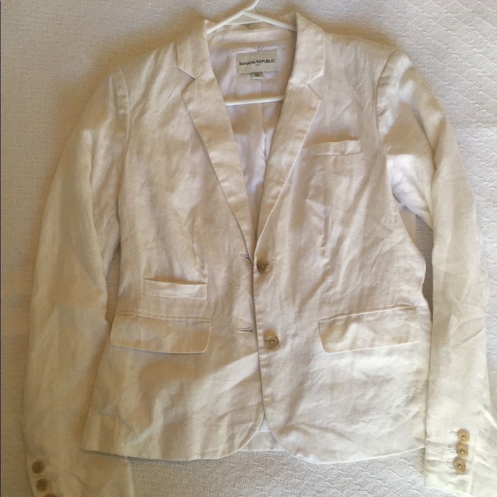 Banana Republic White Linen Summer Blazer