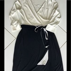 Calvin Klein white black wrap dress