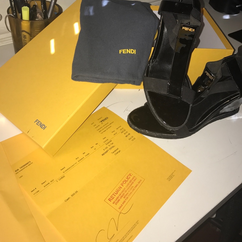 Black Fendi Carioca Wedges ⚠️ w/ Orig. Receipt ⚠️