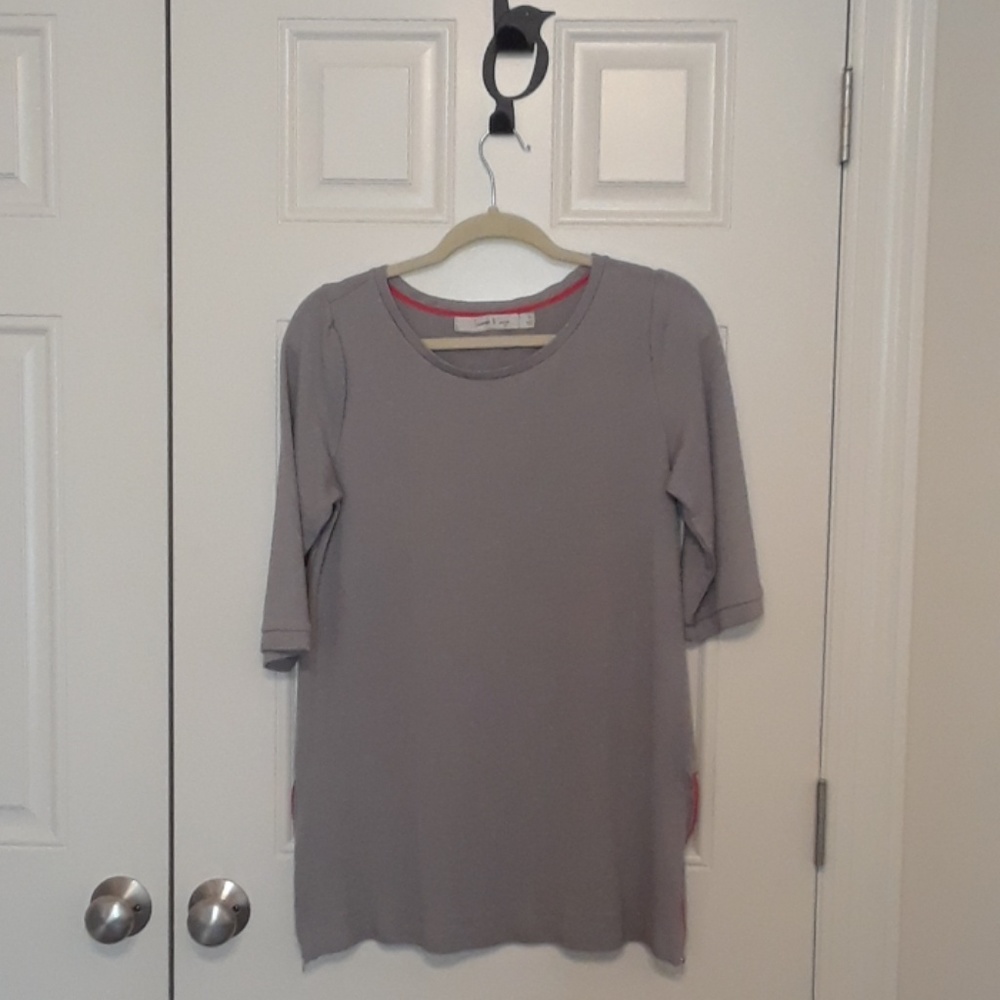 Half Sleeve Gray Summer & Sage Zippered Accent Top