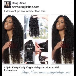 Clip In kinky curly Virgin Malaysian human hair