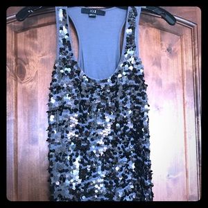 Grey sequins razorback tank