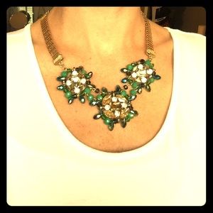 Green and gold statement necklace