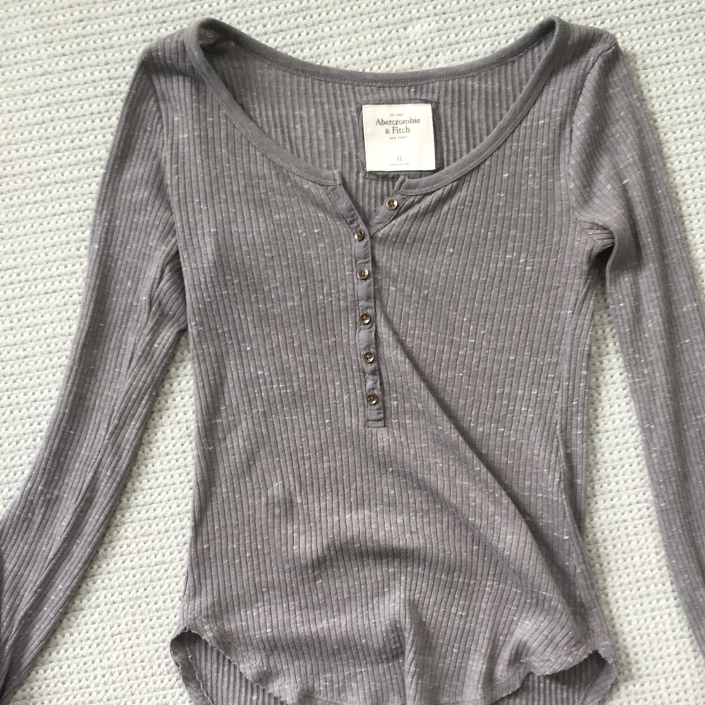 Abercrombie Long-Sleeve Grey Thermal Button Down