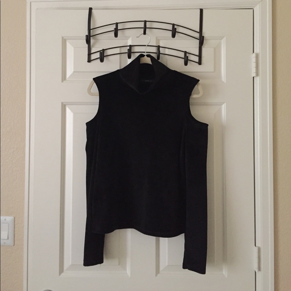 Zara Velvet Cold Shoulder Top