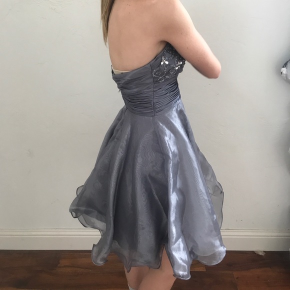 Grey Babydoll Style Homecoming Dress - Picture 2 of 4