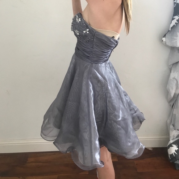 Grey Babydoll Style Homecoming Dress - Picture 4 of 4