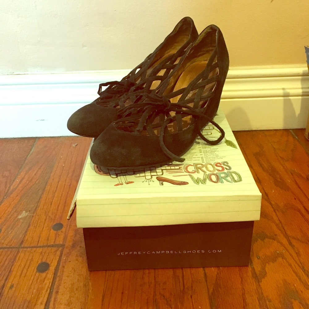 Jeffrey Campbell Birdie Wedges - BLACK SZ 7