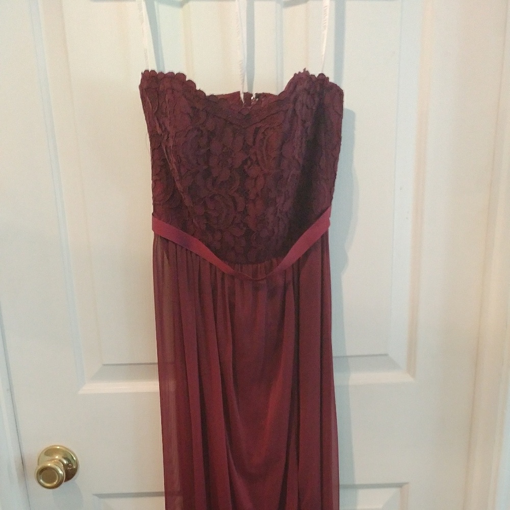 David's Bridal floor length bridesmaids dress