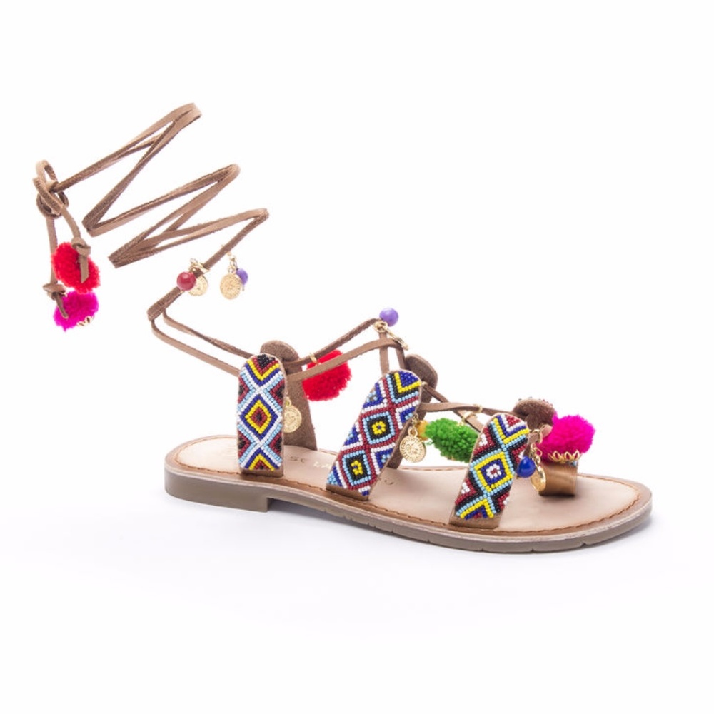chinese Laundry Posh leg tie pom sandal