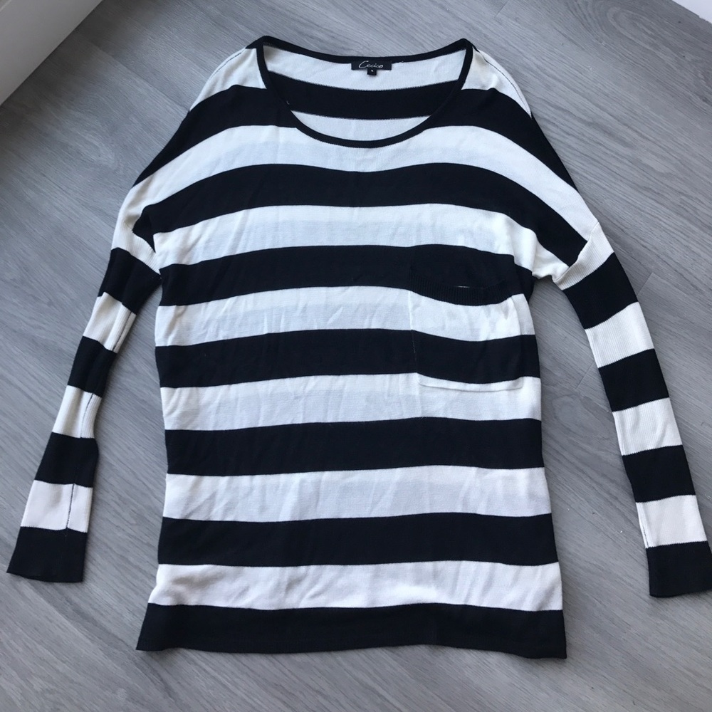 Black and White Striped Long Sleeve