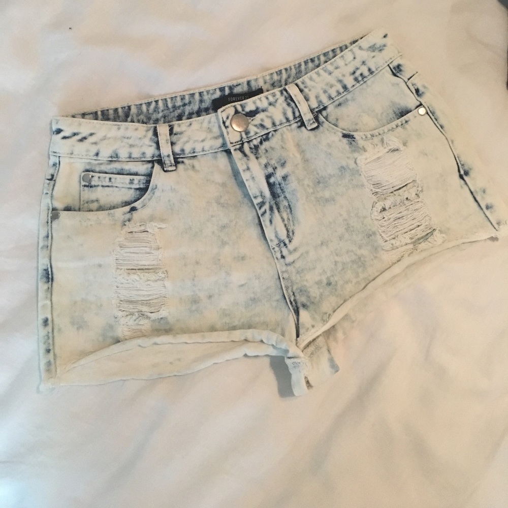 Forever 21 Acid Wash Denim Shorts