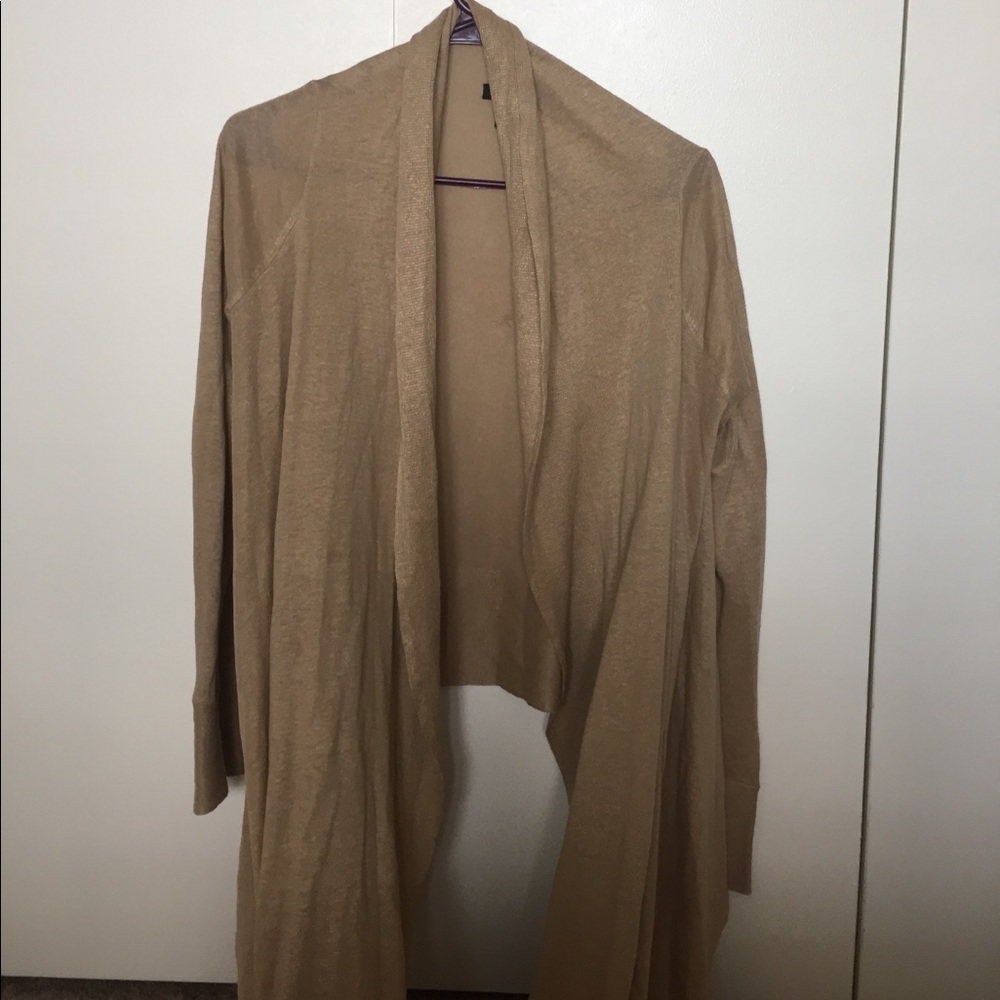 DKNY Tan Linen Hi-lo cardigan