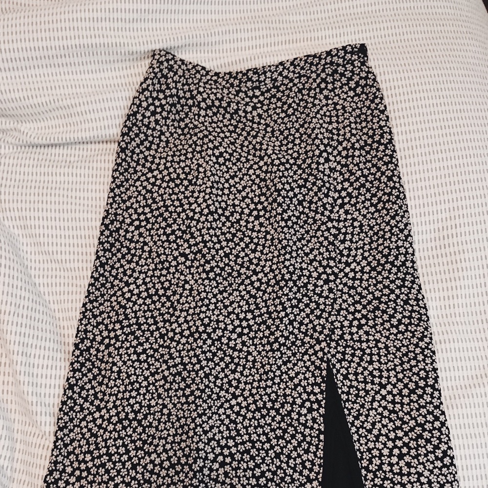 Black and white floral maxi skirt