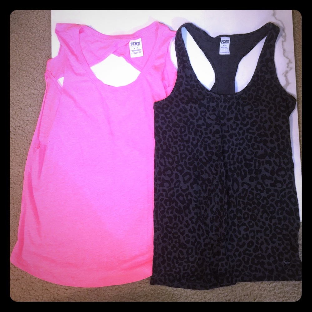 2 Pink Racerback Tanks