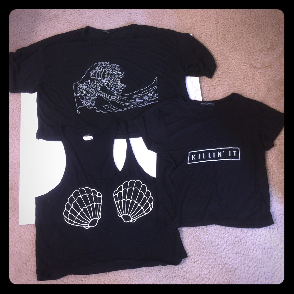 3 brandy melville black crop tops