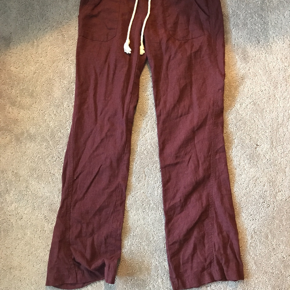 Roxy Maroon Linen beach pants