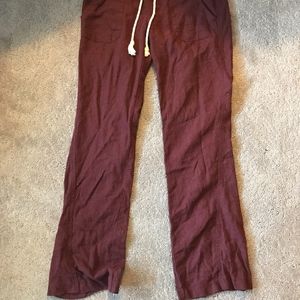 Roxy Maroon Linen beach pants