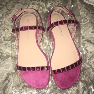 Stuart Weitzman "Trailmix" geranium suede sandal