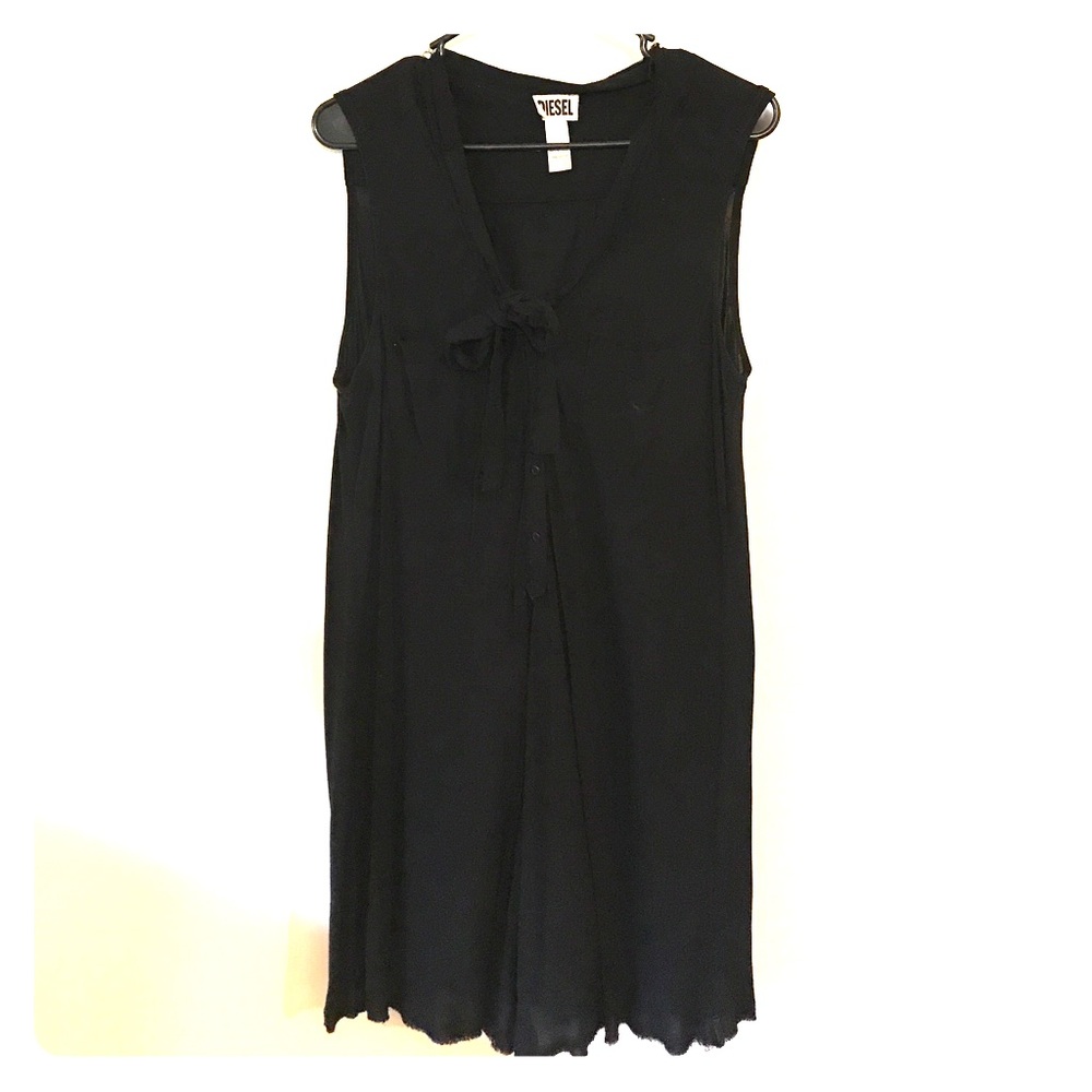 Diesel Neck-tie Black Shirt Dress