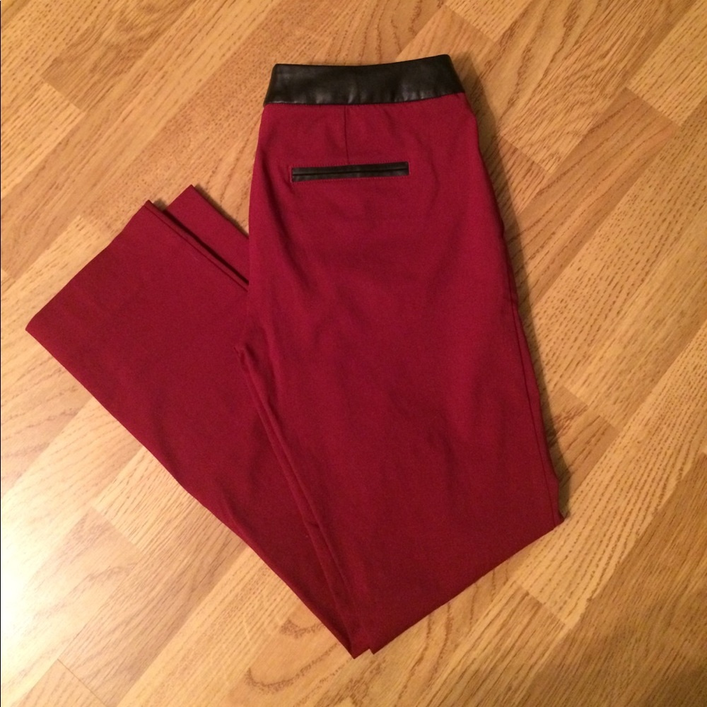Faux Leather Trim Dress Pants!