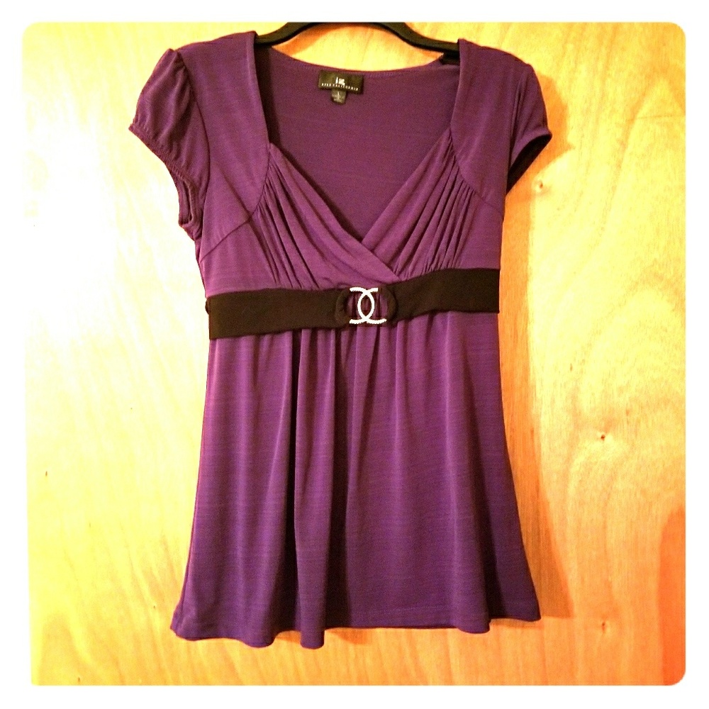 Beyer California Purple Tie Back Blouse, Large