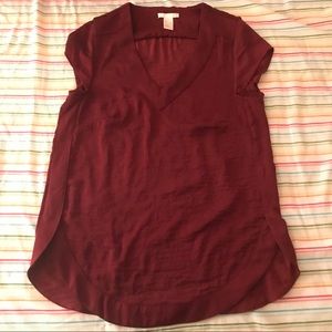 H&M MAROON V- NECK BLOUSE 👚✨
